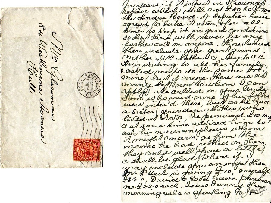 Page 2 of letter and envelope